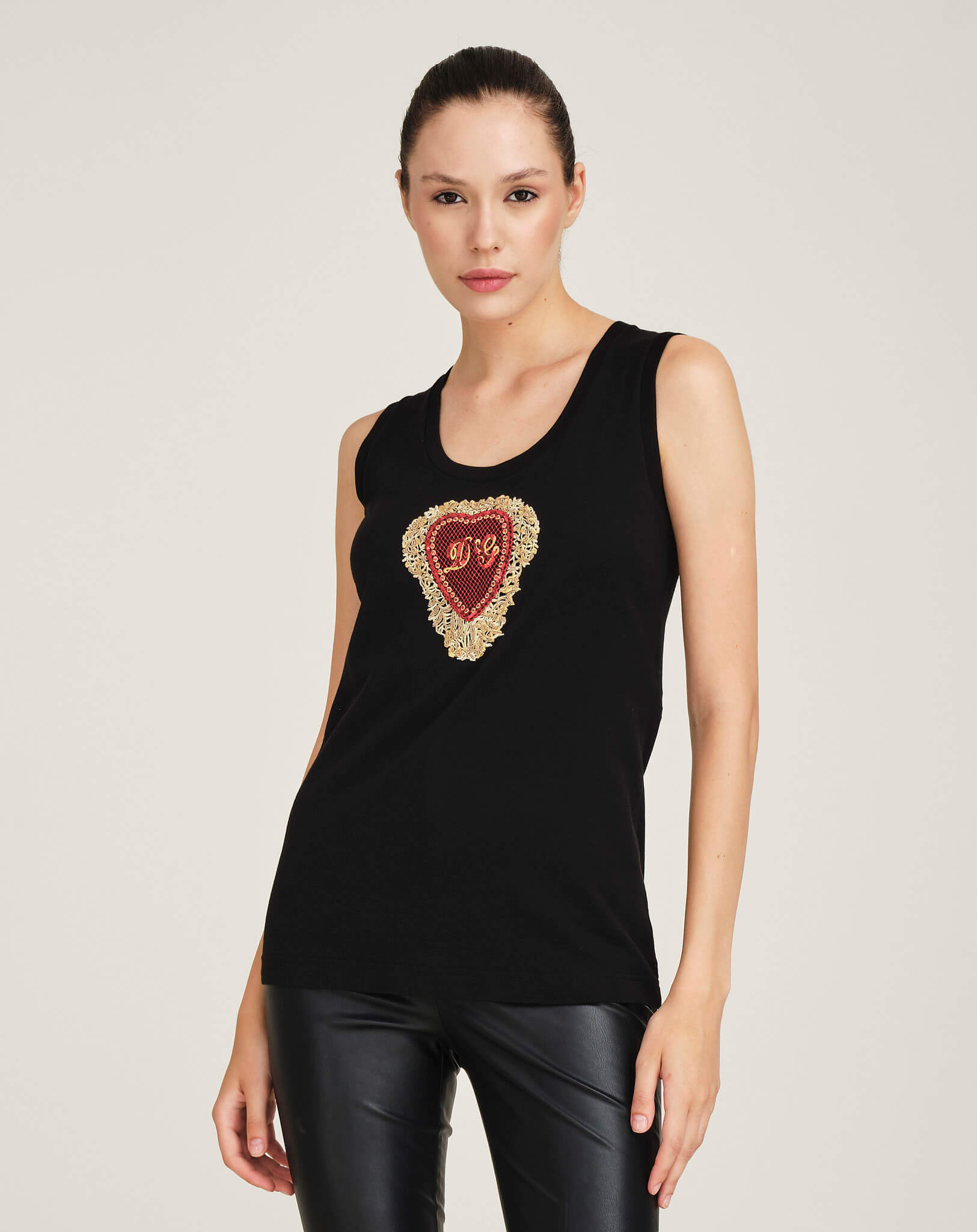 Dolce&Gabbana - Black Heart Sequin Sleeveless IT42